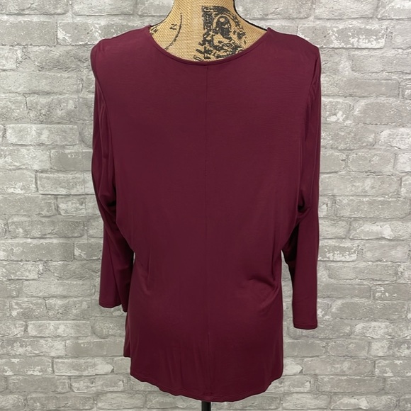 Lane Bryant Burgundy Faux Wrap Top - Picture 3 of 5